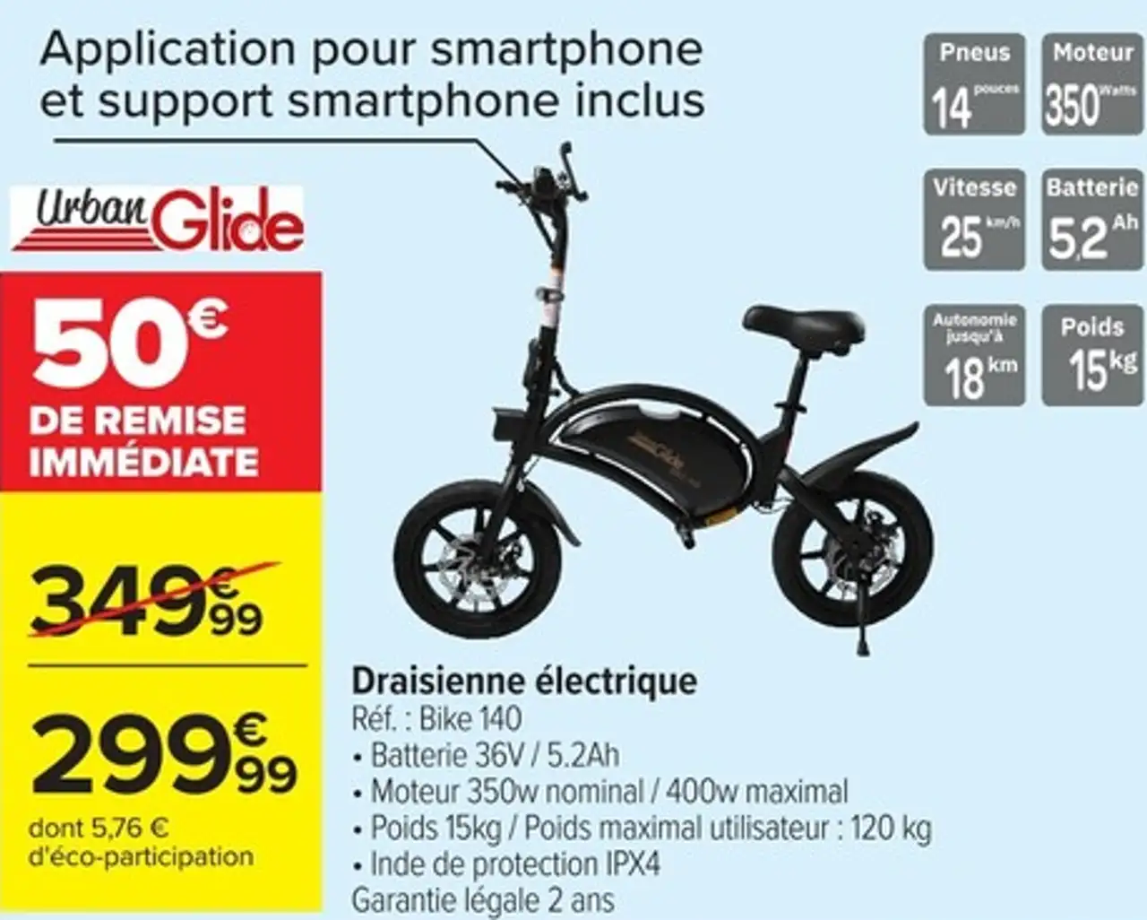 Urban Glide Draisienne électrique Réf. : Bike 140