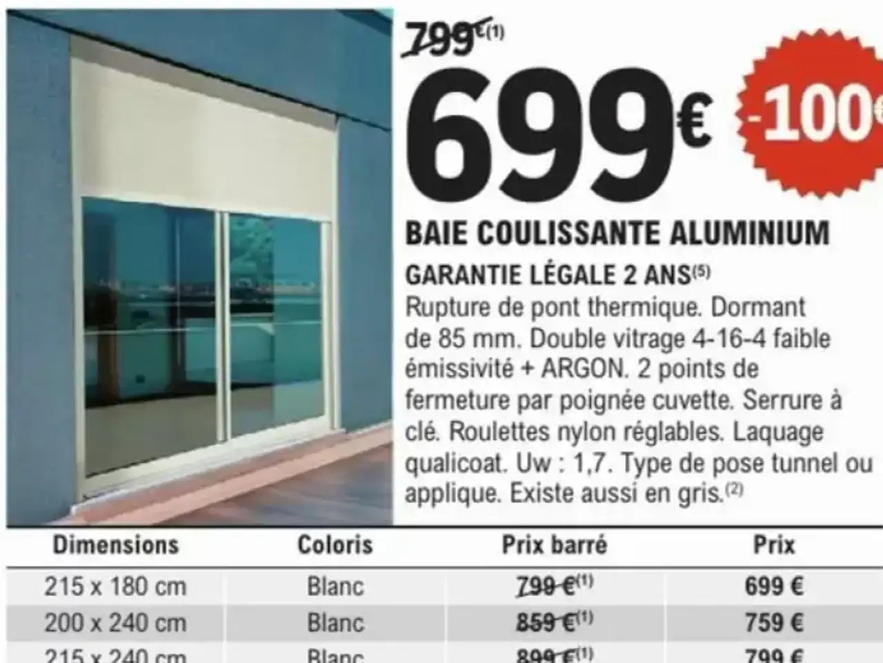 Baie coulissante aluminium