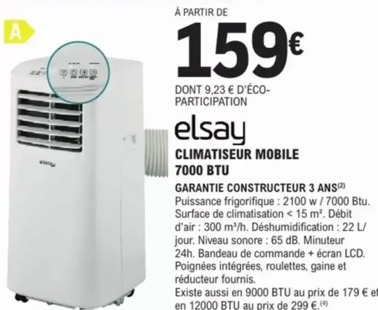 elsay CLIMATISEUR MOBILE 7000 BTU
