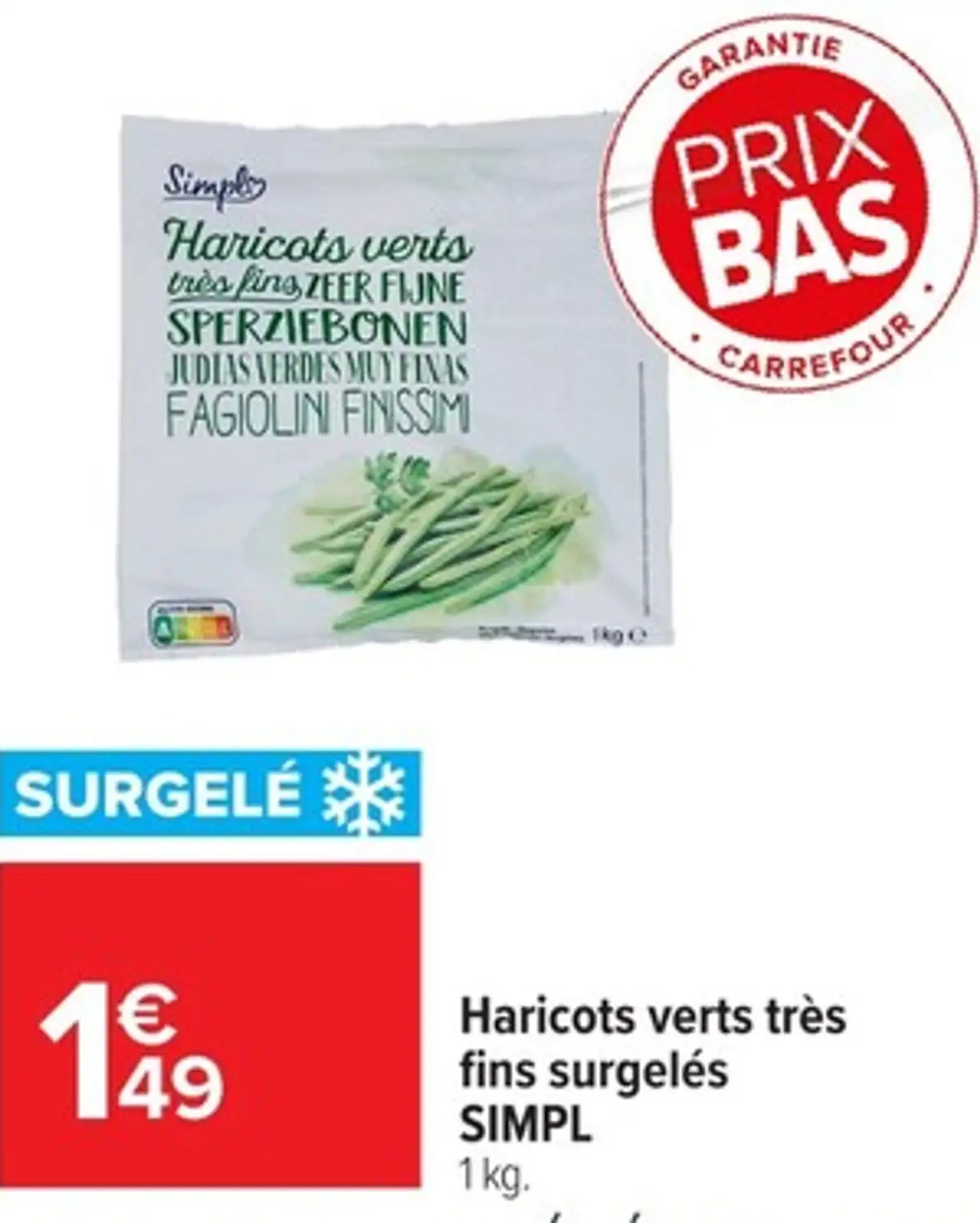 Haricots verts très fins surgelés SIMPL