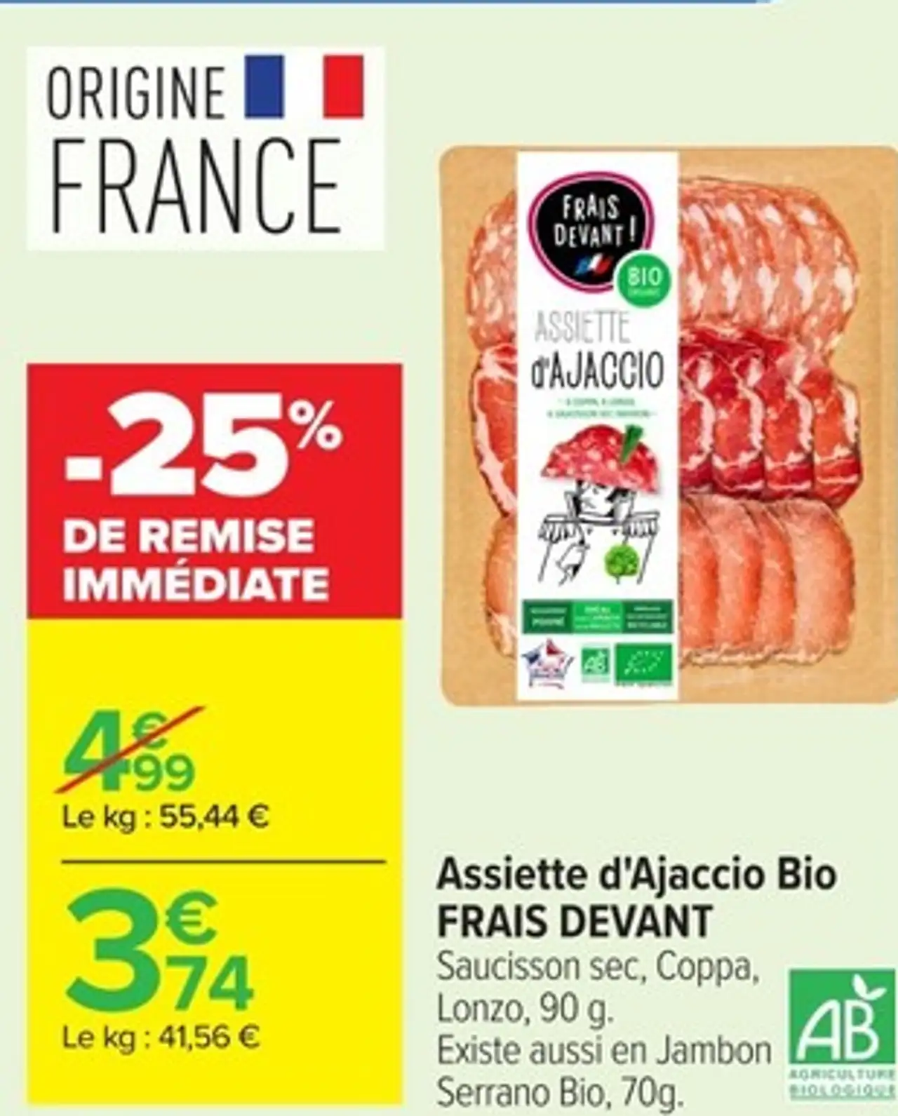 Assiette d'Ajaccio Bio FRAIS DEVANT
