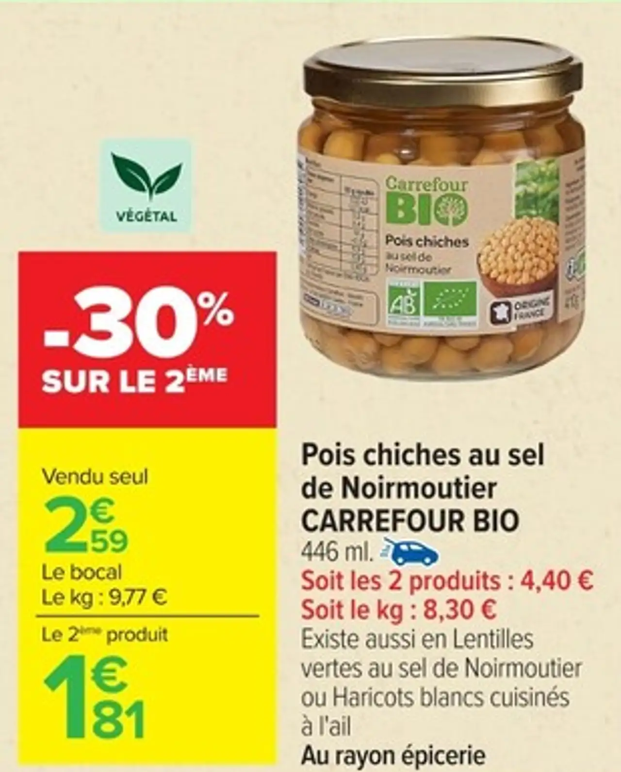 Pois chiches au sel de Noirmoutier CARREFOUR BIO