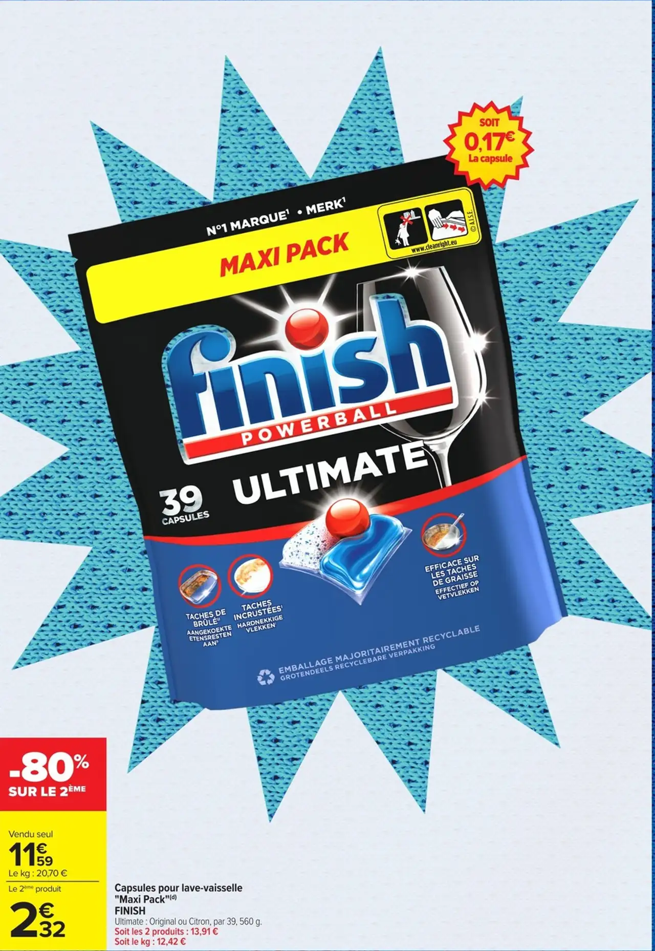 FINISH Capsules pour lave-vaisselle "Maxi Pack"
