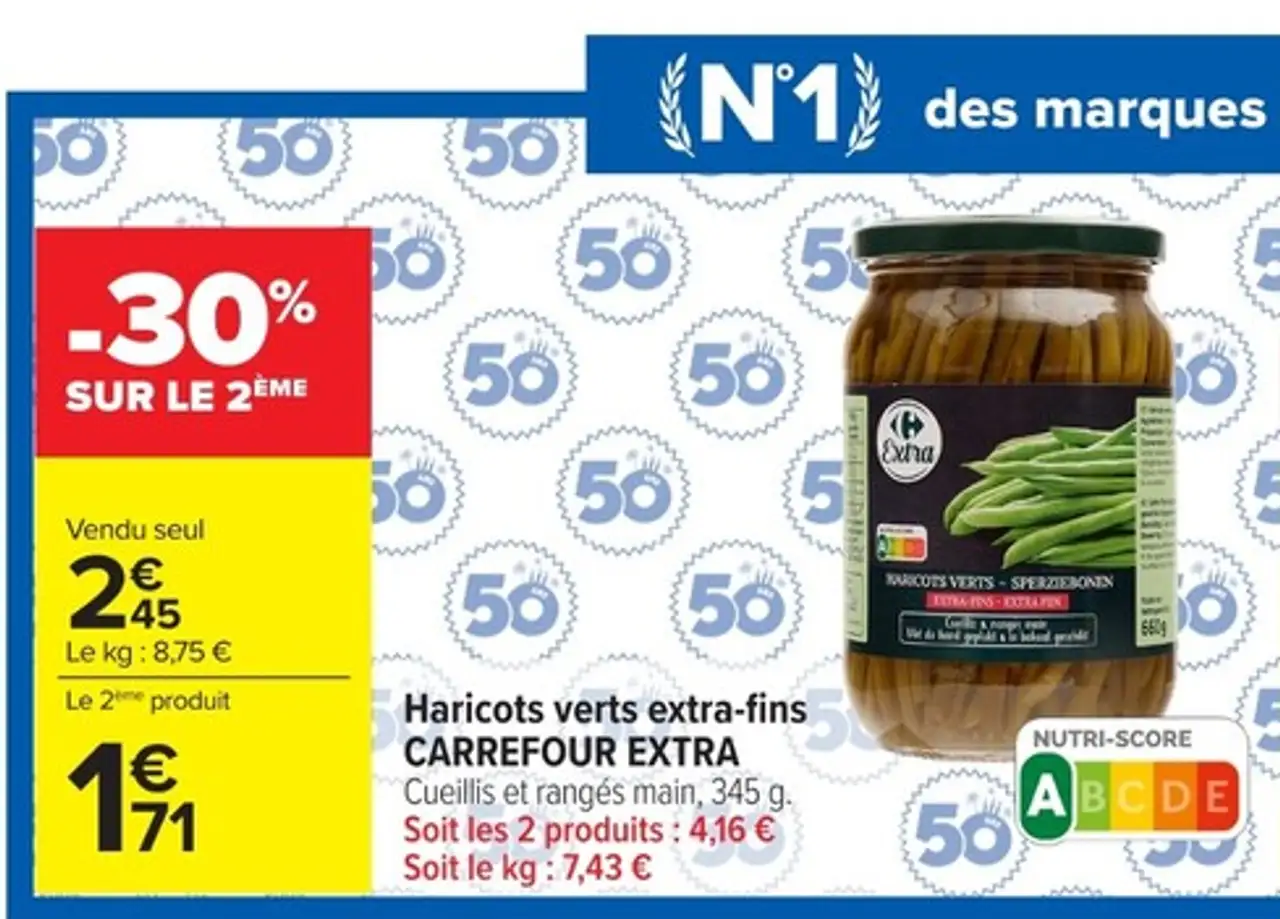 Haricots verts extra-fins CARREFOUR EXTRA