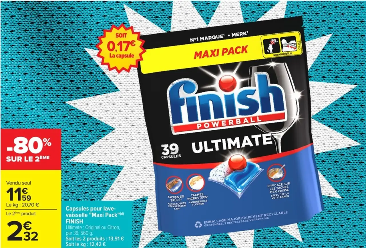 Capsules pour lave-vaisselle "Maxi Pack" FINISH Ultimate
