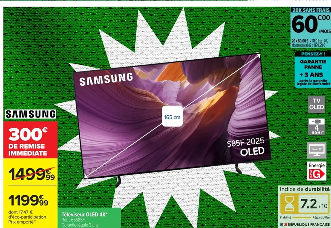 Téléviseur OLED 4K SAMSUNG Réf.: 65S85F