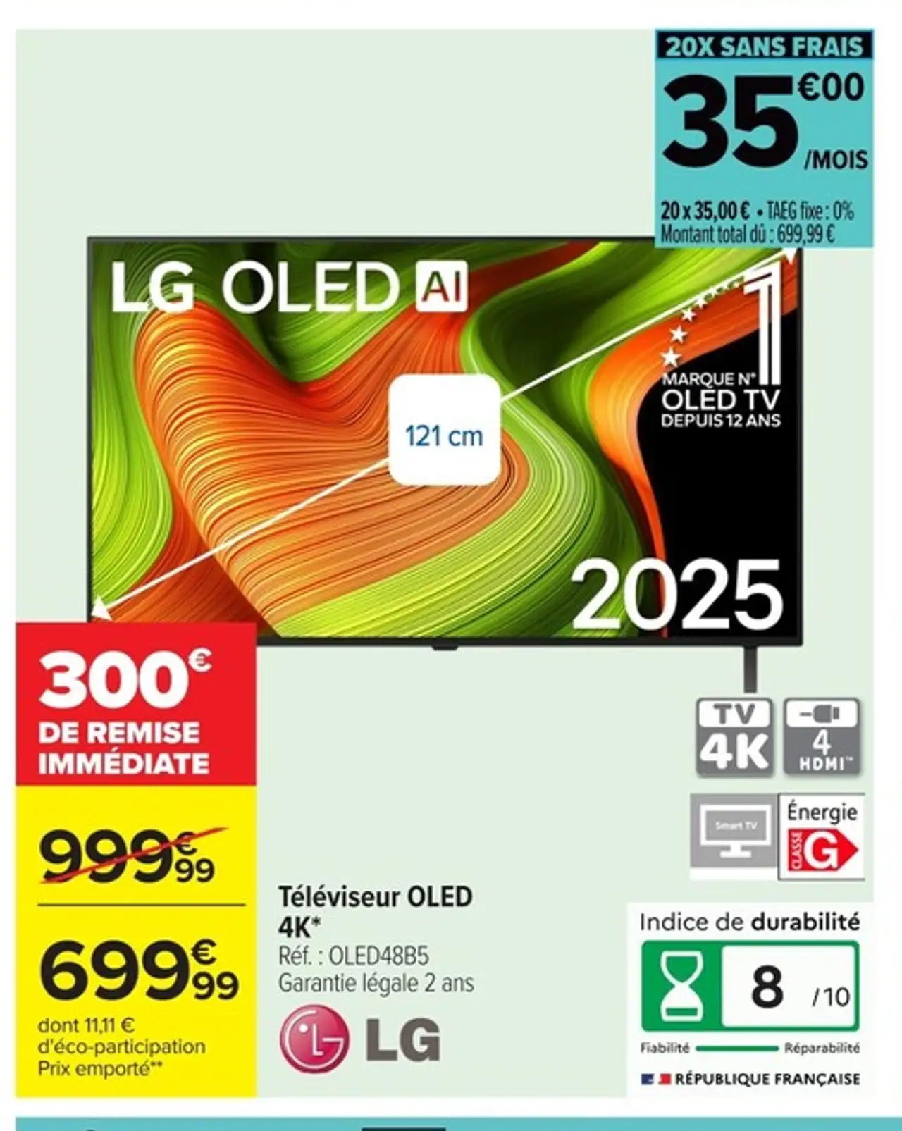 Téléviseur OLED 4K LG OLED48B5
