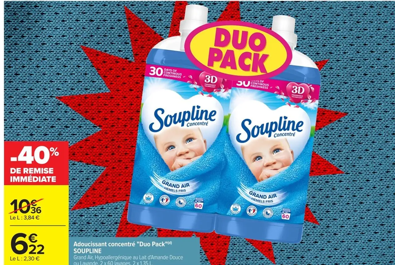 Soupline Adoucissant concentré "Duo Pack"