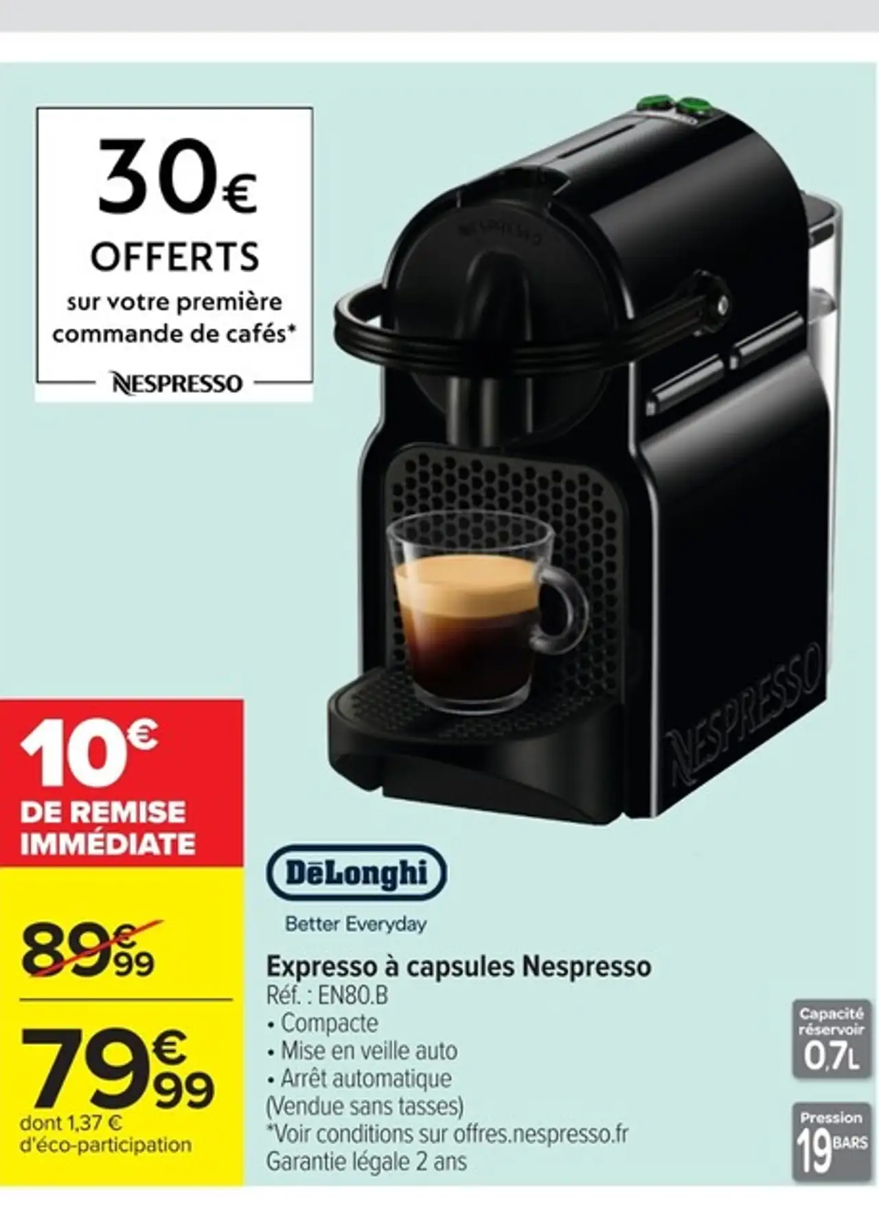 DeLonghi Expresso à capsules Nespresso EN80.B