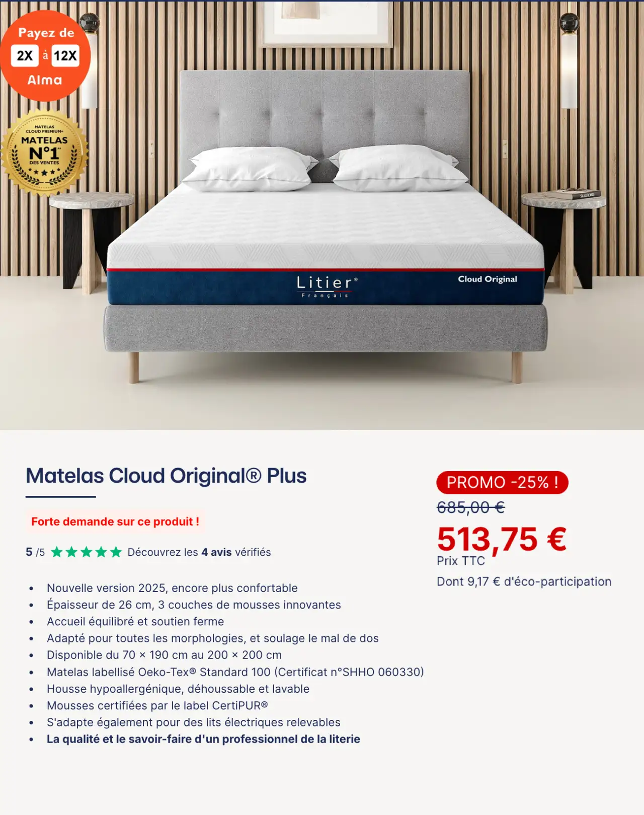 Matelas Cloud Original® Plus