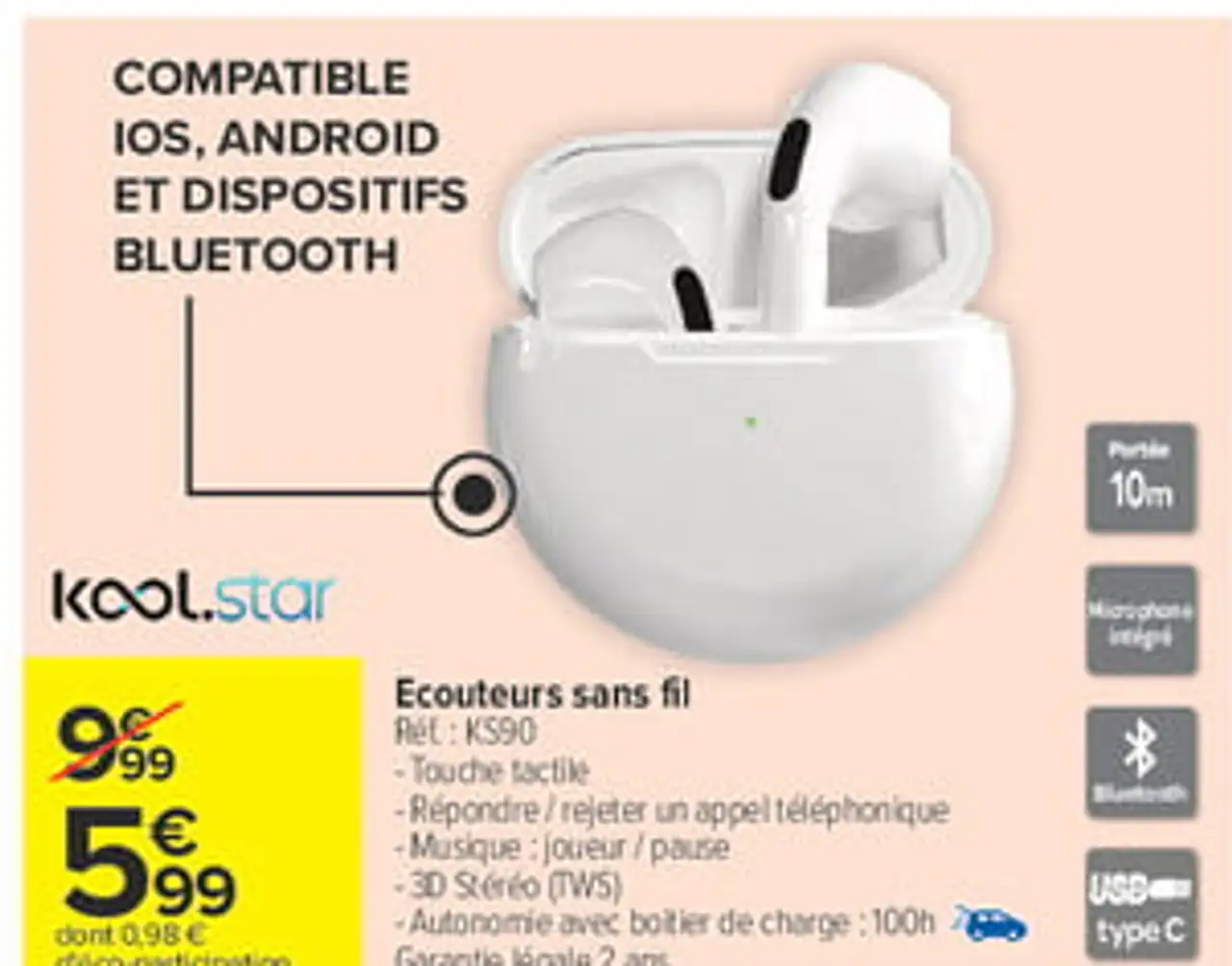 kool.star Ecouteurs sans fil