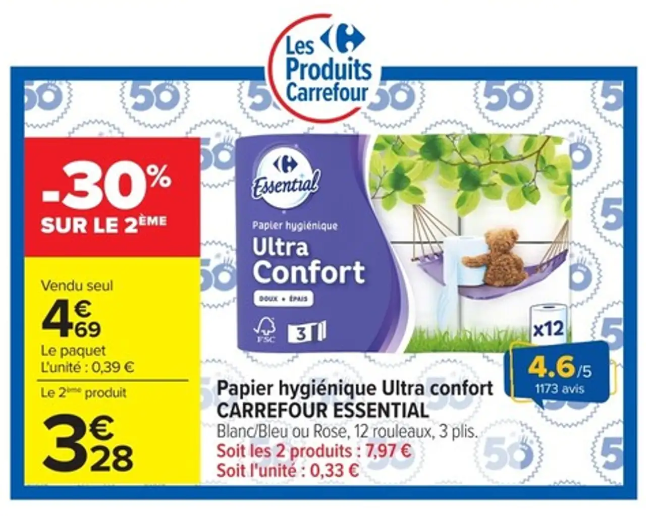 Papier hygiénique Ultra confort CARREFOUR ESSENTIAL