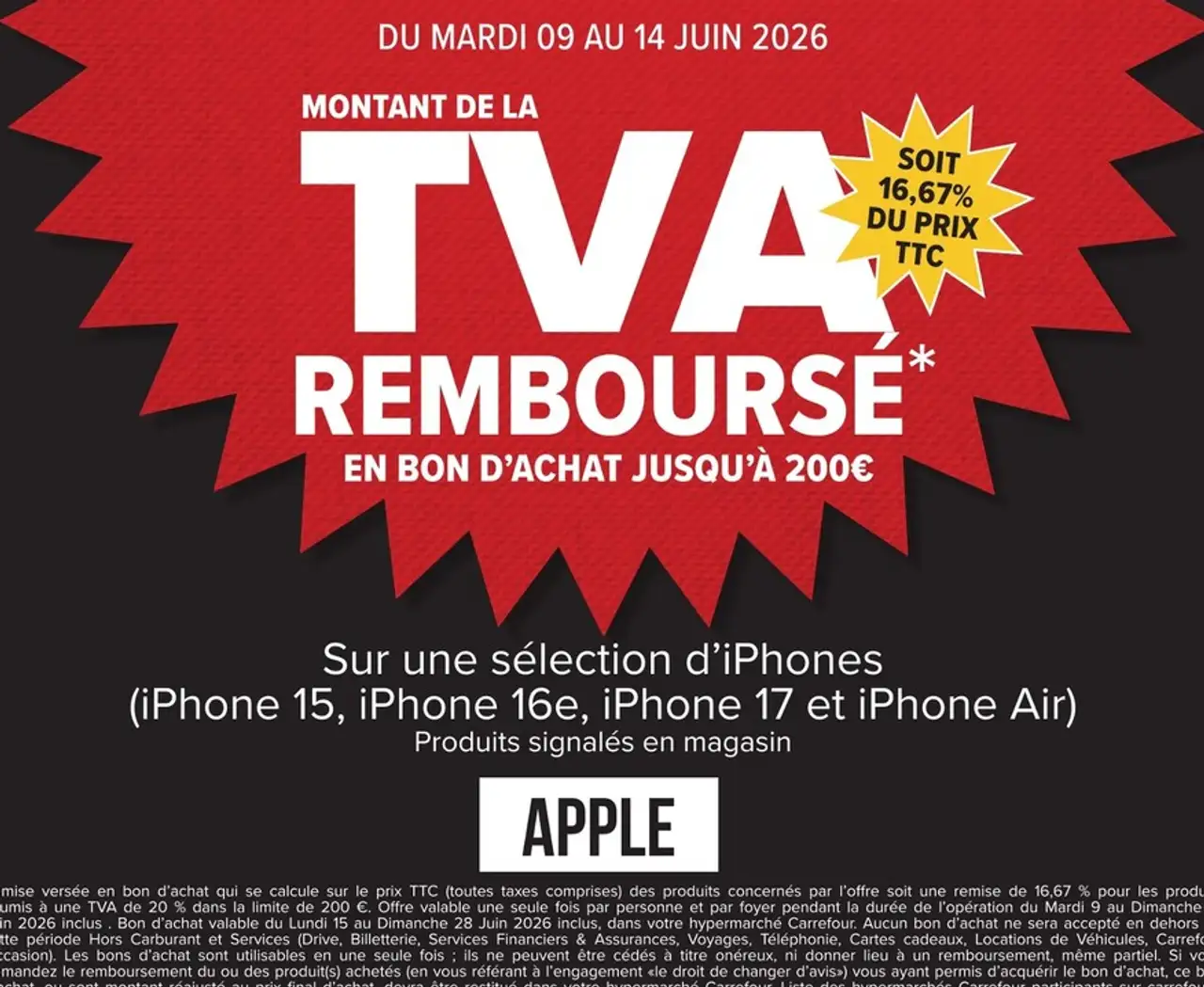 Sélection d'iPhones (iPhone 15, iPhone 16e, iPhone 17 et iPhone Air)