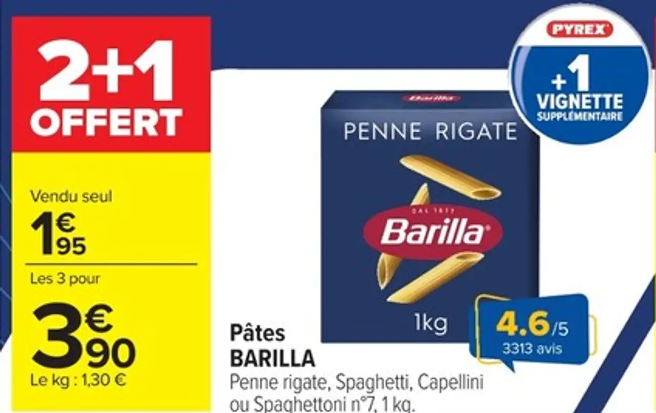 Pâtes BARILLA Penne rigate, Spaghetti, Capellini ou Spaghettoni n°7