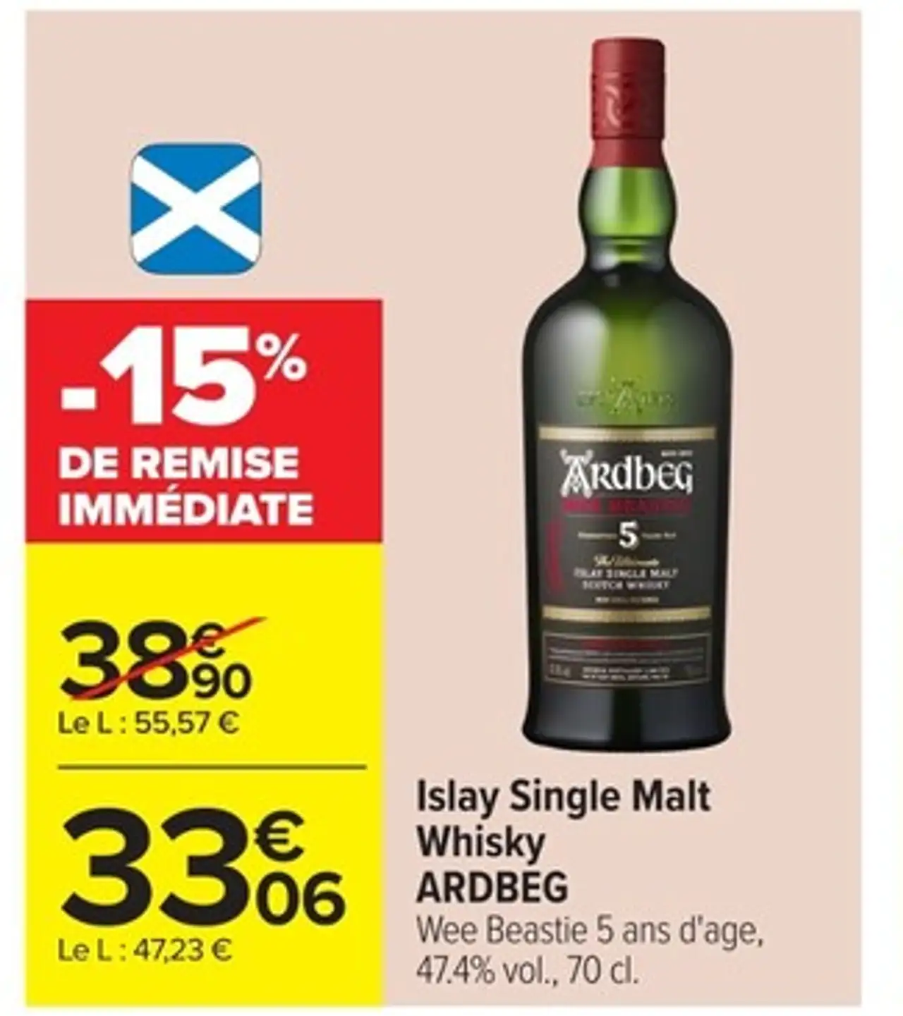Islay Single Malt Whisky ARDBEG Wee Beastie 5 ans d'âge, 47.4% vol.