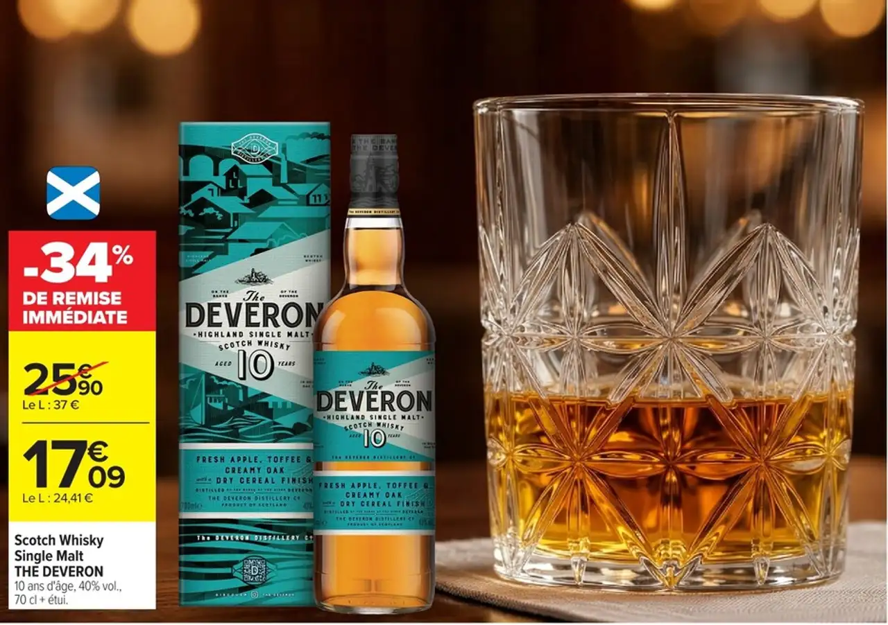 Scotch Whisky Single Malt THE DEVERON 10 ans d'âge, 40% vol.