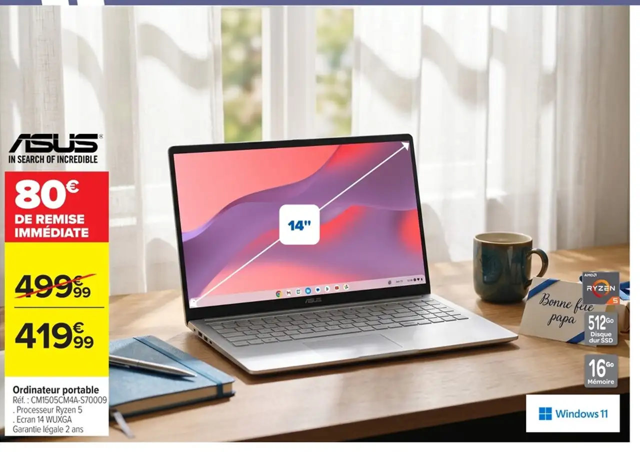ASUS Ordinateur portable Réf. : CM1505CM4A-S70009