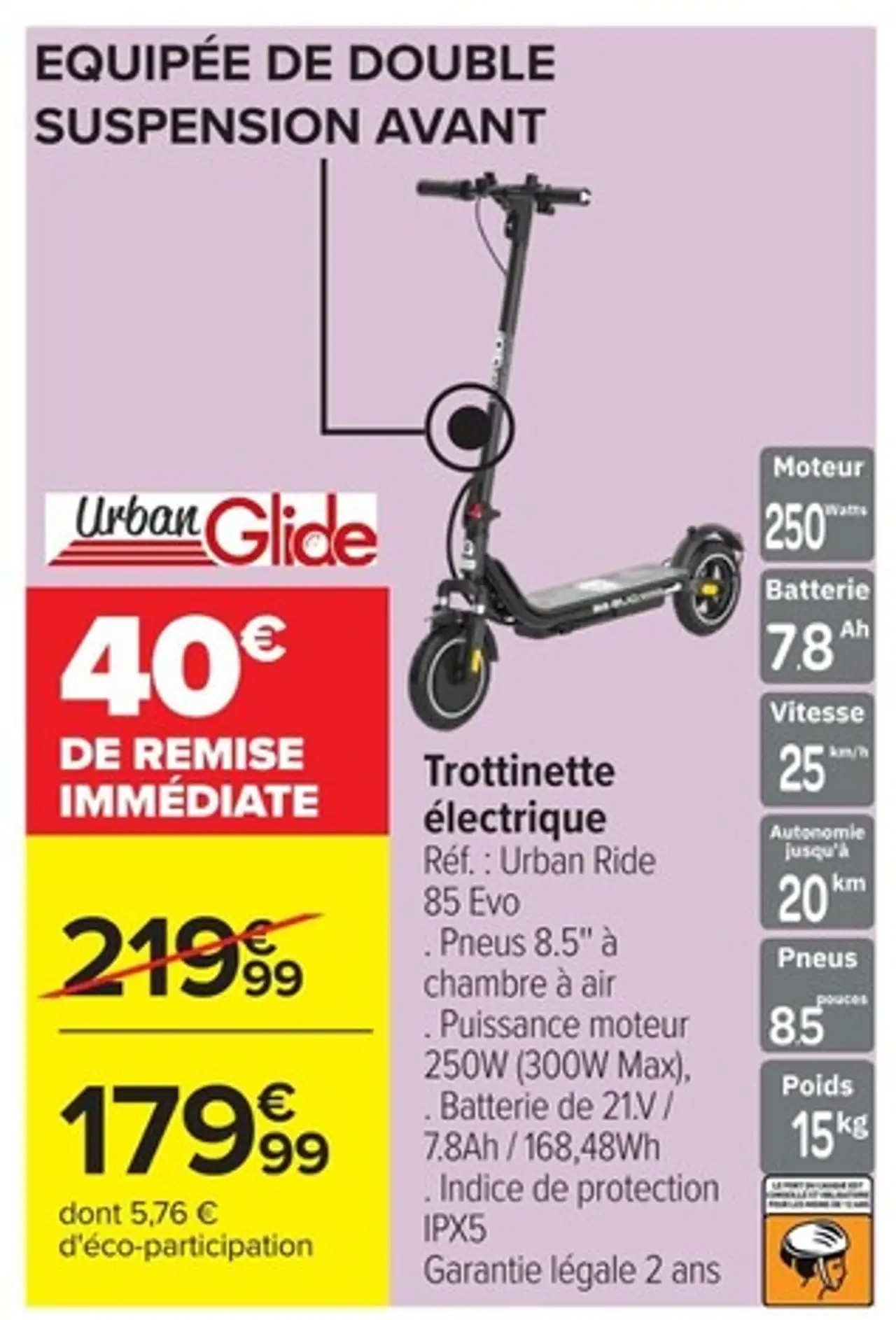 Urban Glide Trottinette électrique Urban Ride 85 Evo
