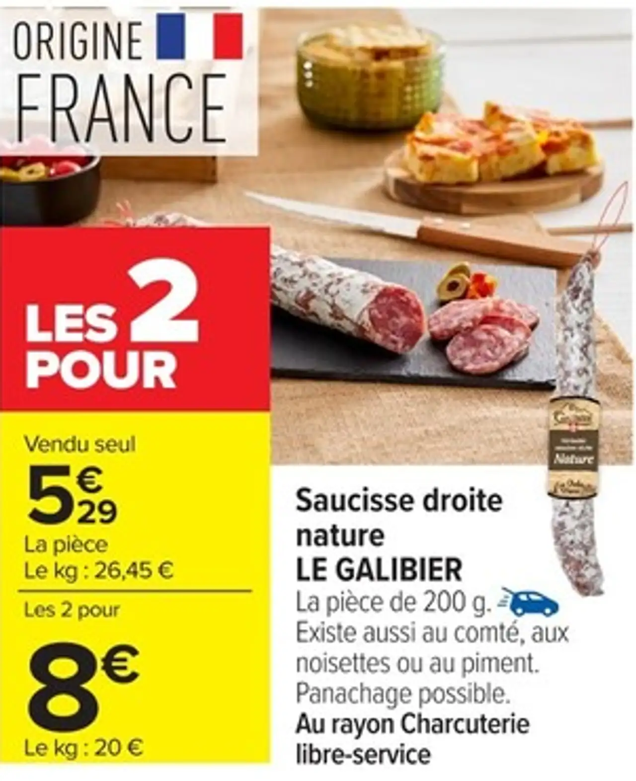 Saucisse droite nature LE GALIBIER