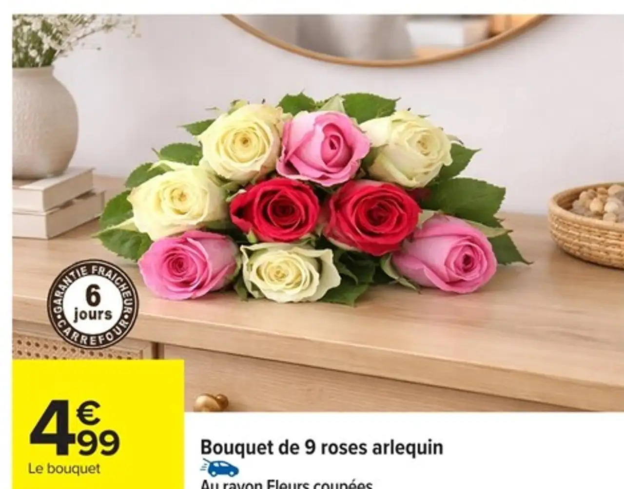 Bouquet de 9 roses arlequin