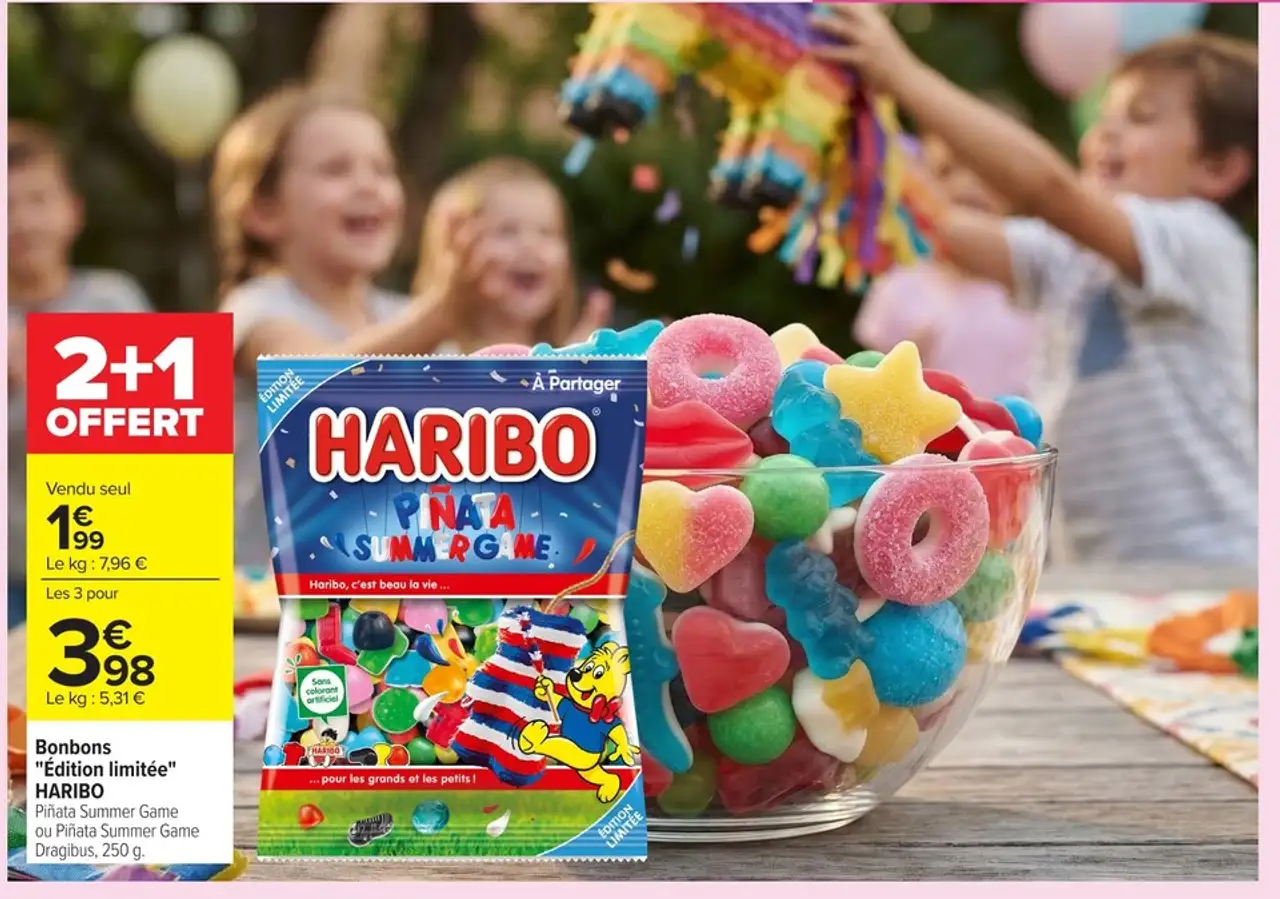 Bonbons "Édition limitée" HARIBO Piñata Summer Game ou Piñata Summer Game Dragibus