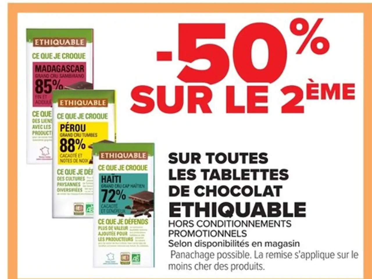 Les tablettes de chocolat ETHIQUABLE