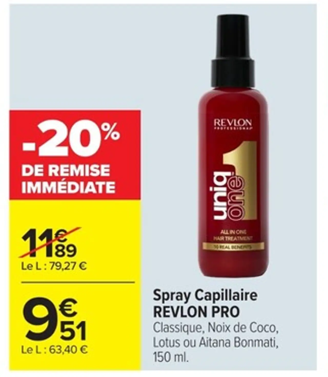 Spray Capillaire REVLON PRO Classique, Noix de Coco, Lotus ou Aitana Bonmati
