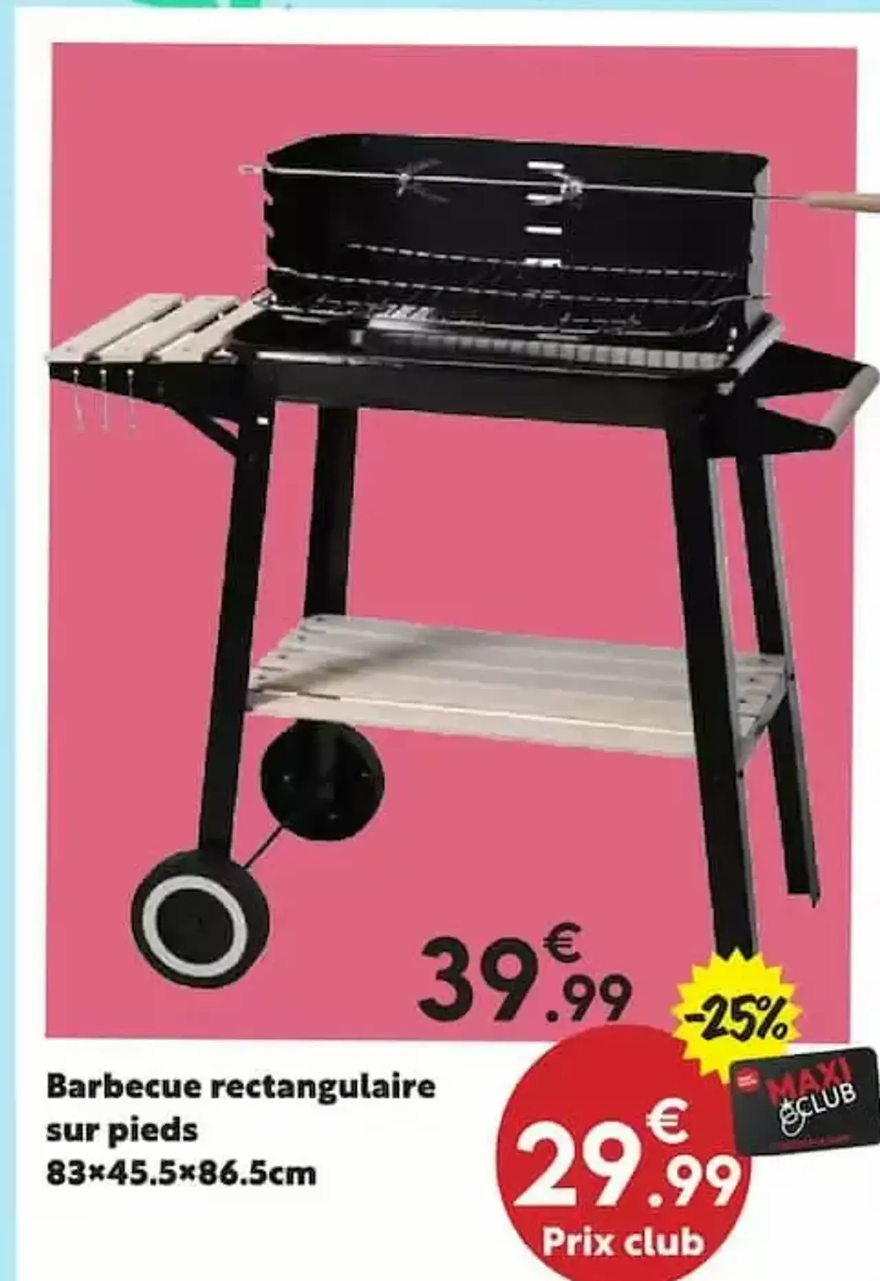 Barbecue rectangulaire sur pieds