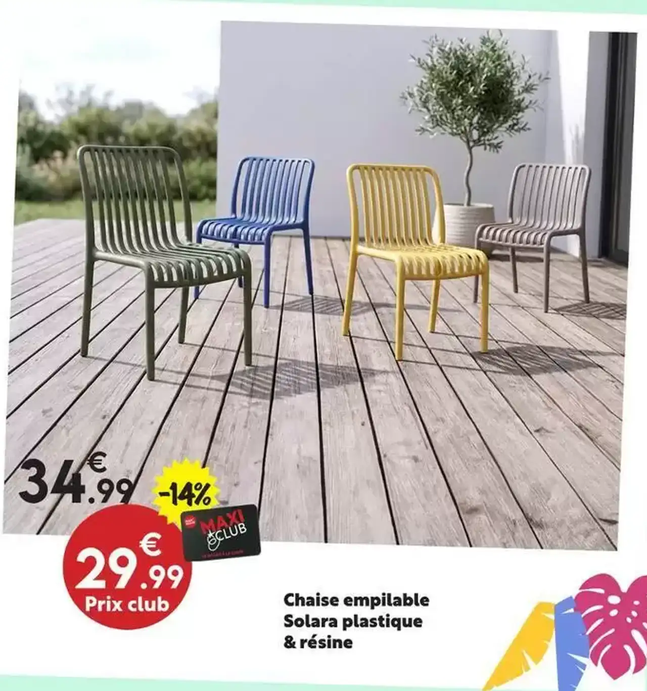 Chaise empilable Solara plastique & résine