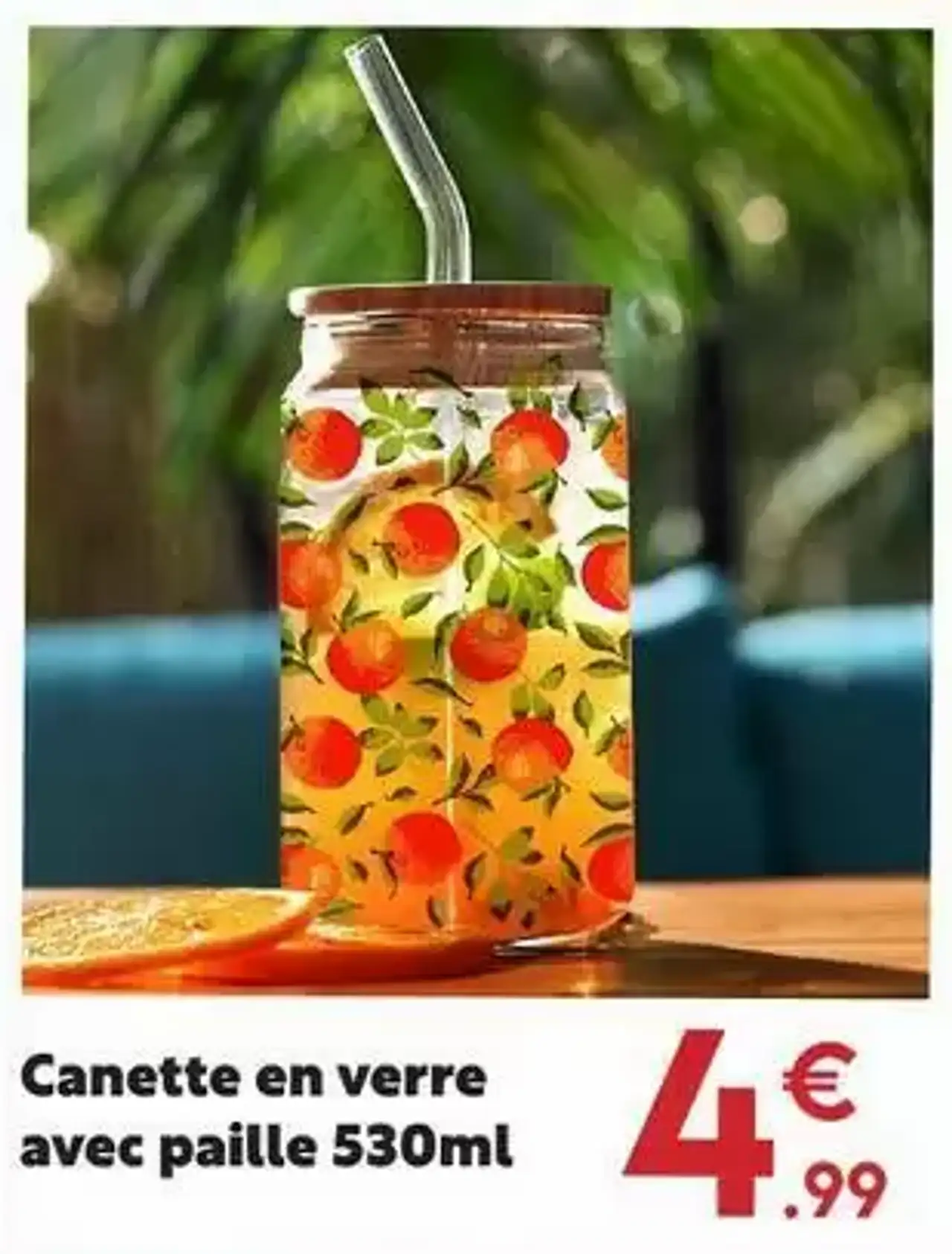 Canette en verre avec paille 530ml