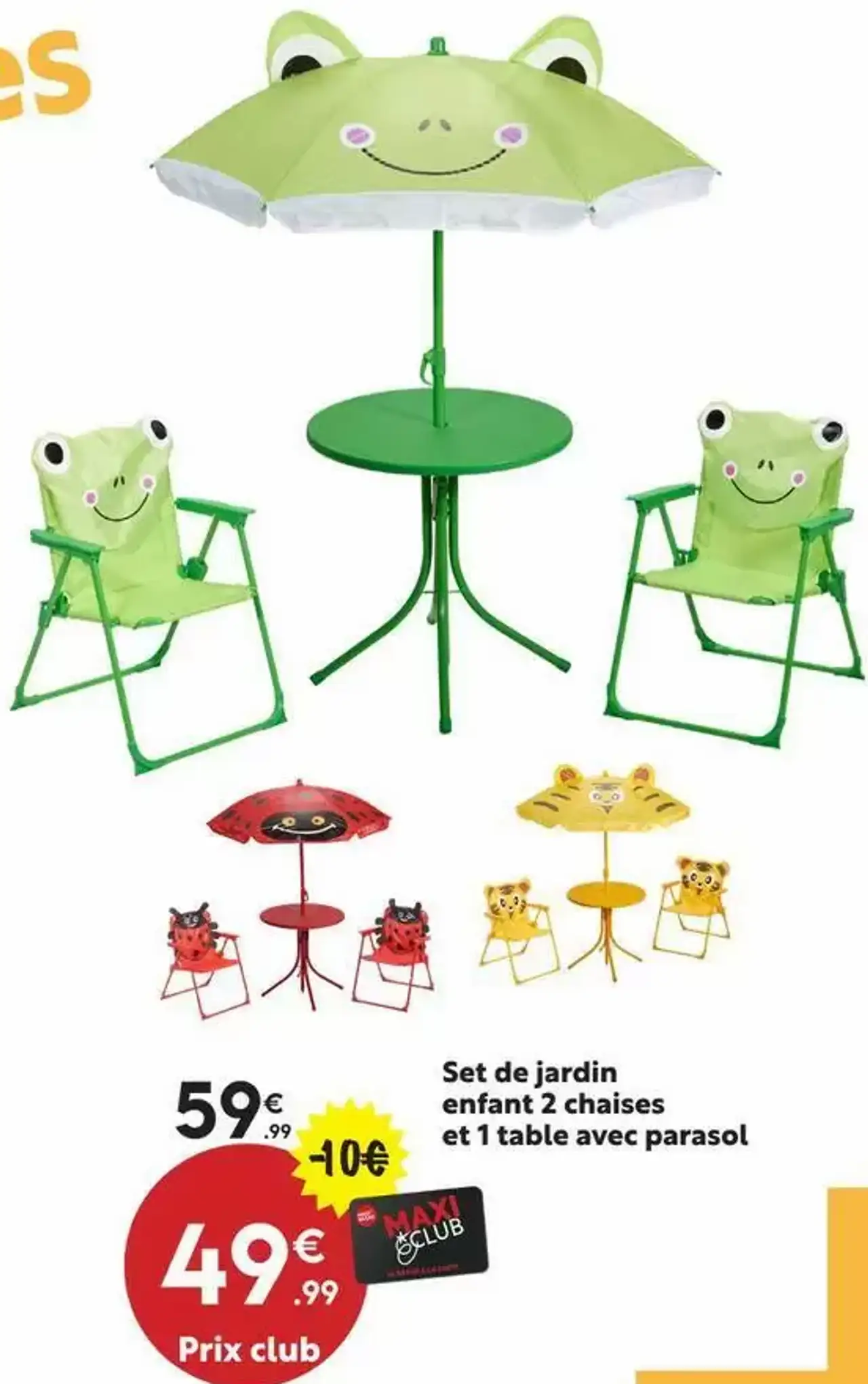 Set de jardin enfant 2 chaises et 1 table avec parasol