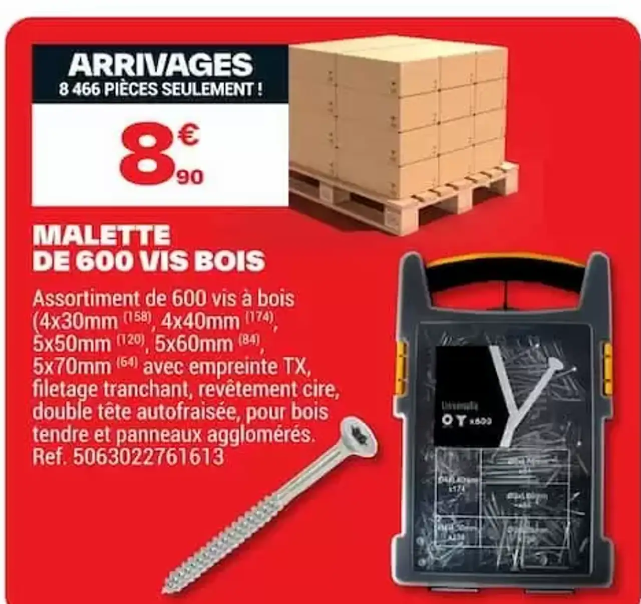 Malette de 600 vis bois