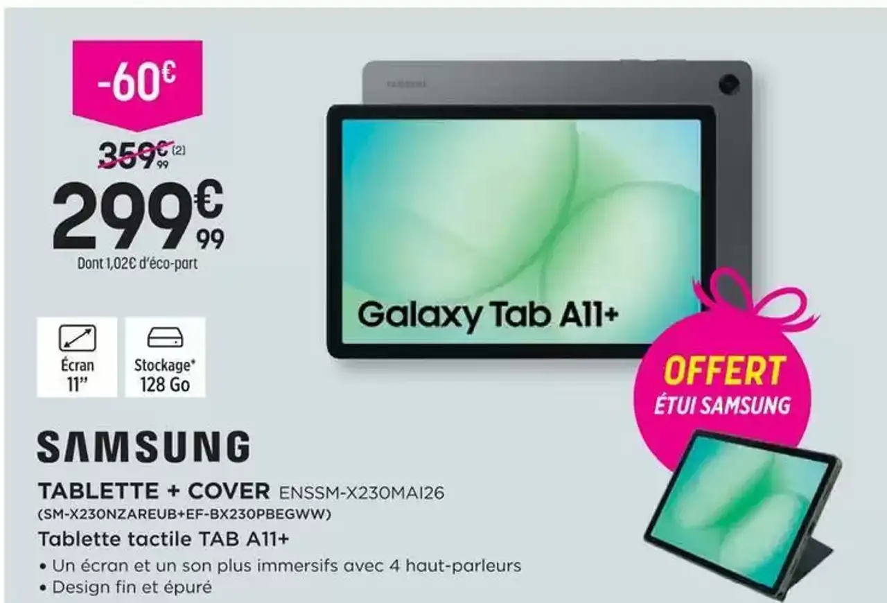 Samsung Tablette + Cover Galaxy Tab A9+