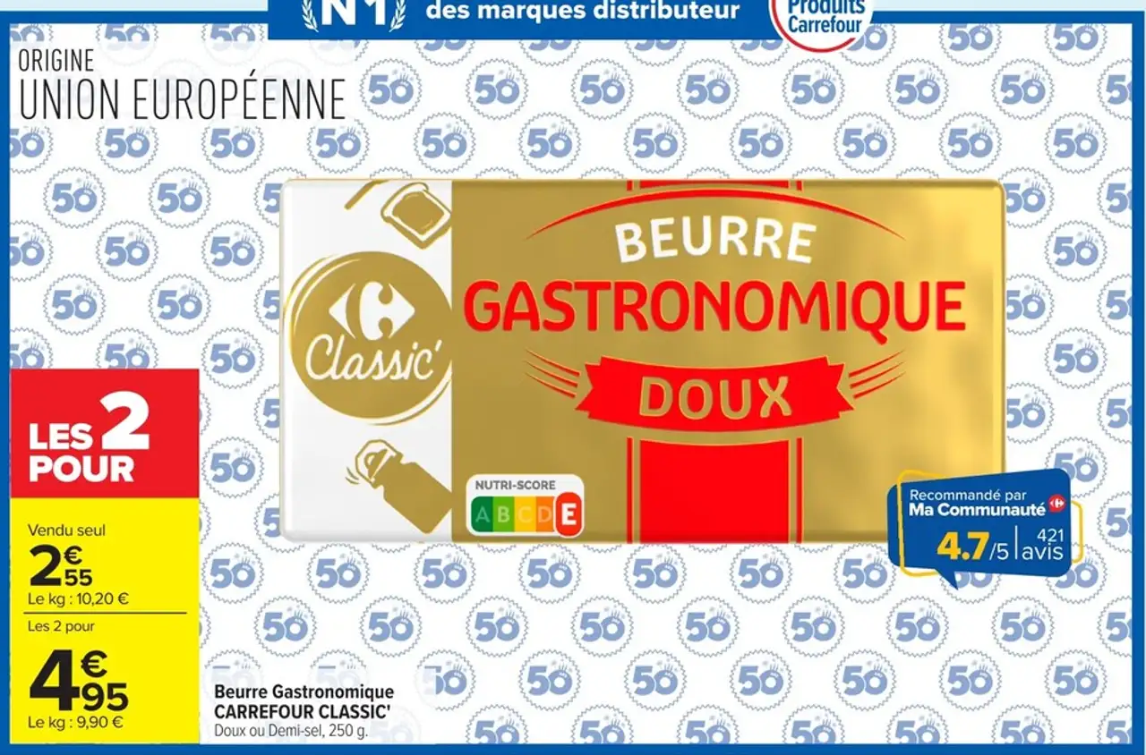 Beurre Gastronomique CARREFOUR CLASSIC'