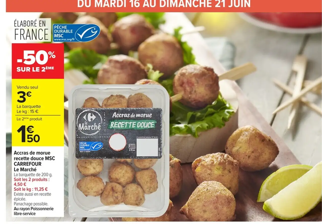 Accras de morue recette douce MSC CARREFOUR Le Marché