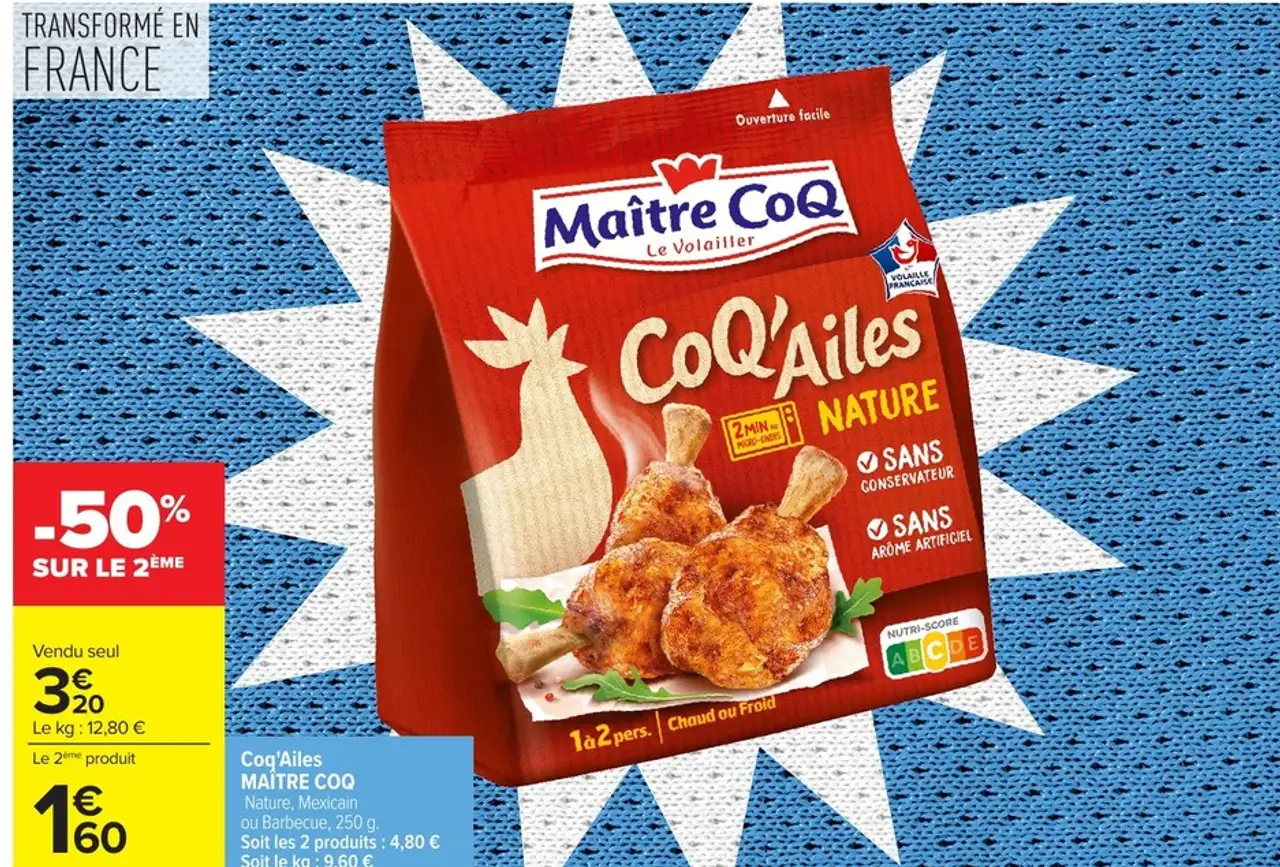Coq'Ailes MAÎTRE COQ Nature, Mexicain ou Barbecue