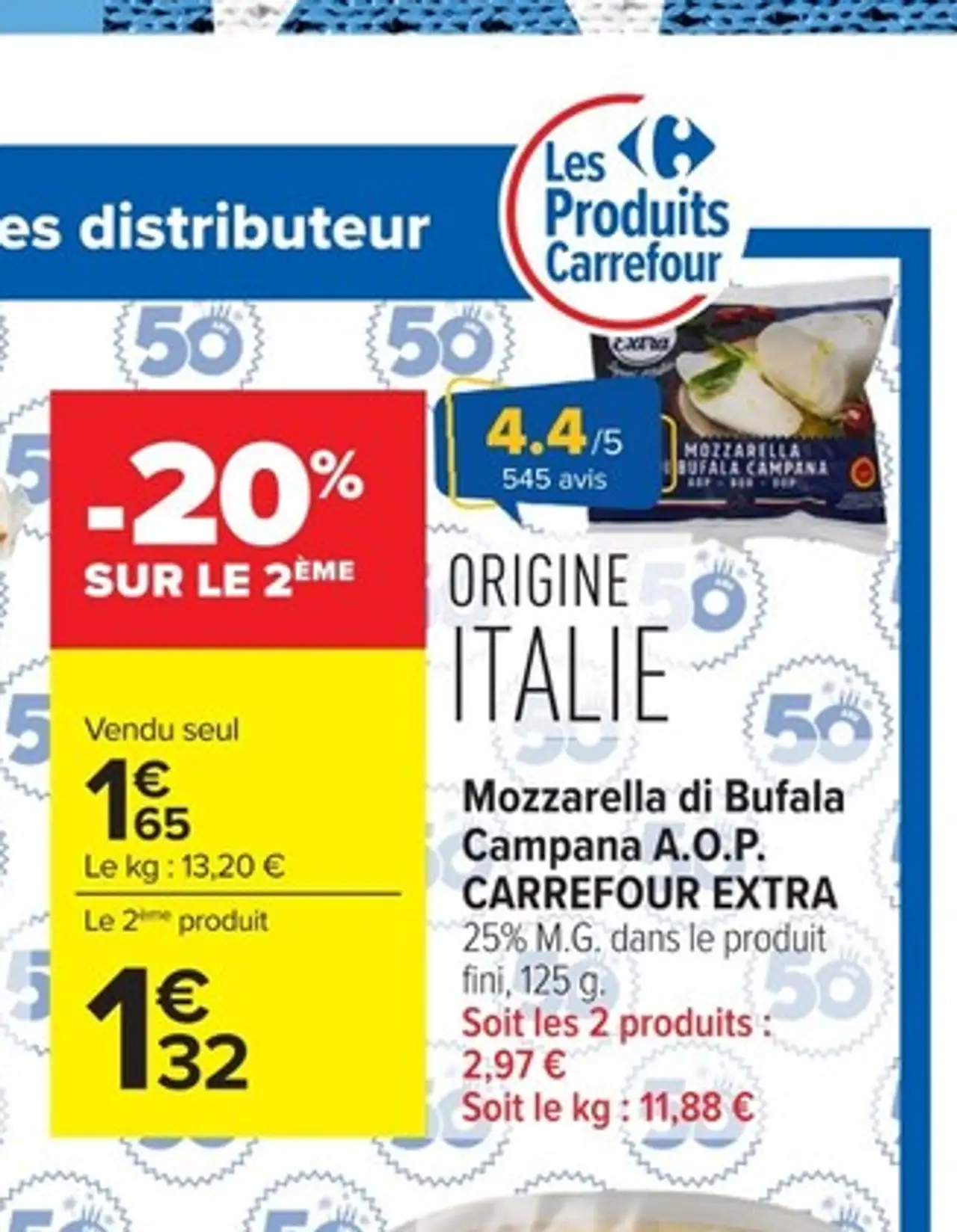 Mozzarella di Bufala Campana A.O.P. CARREFOUR EXTRA