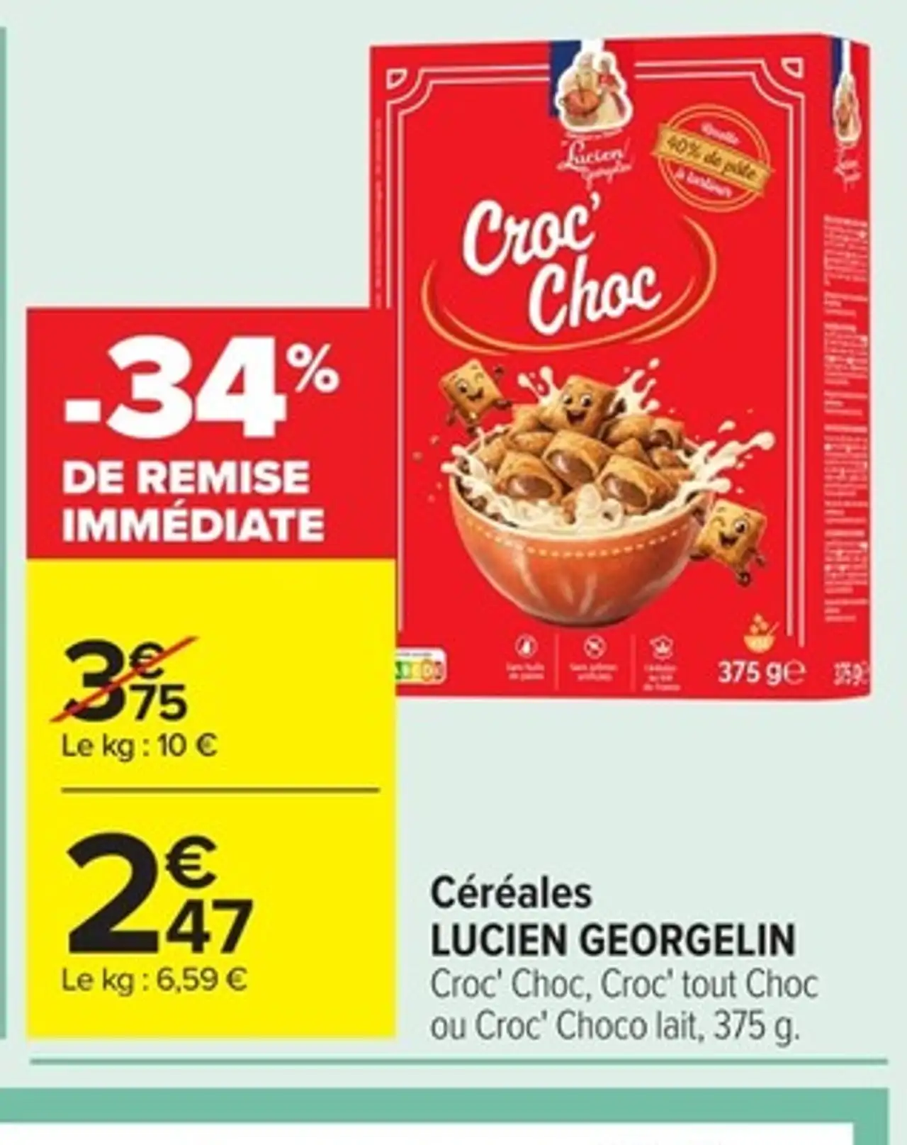 Céréales LUCIEN GEORGELIN Croc' Choc, Croc' tout Choc ou Croc' Choco lait