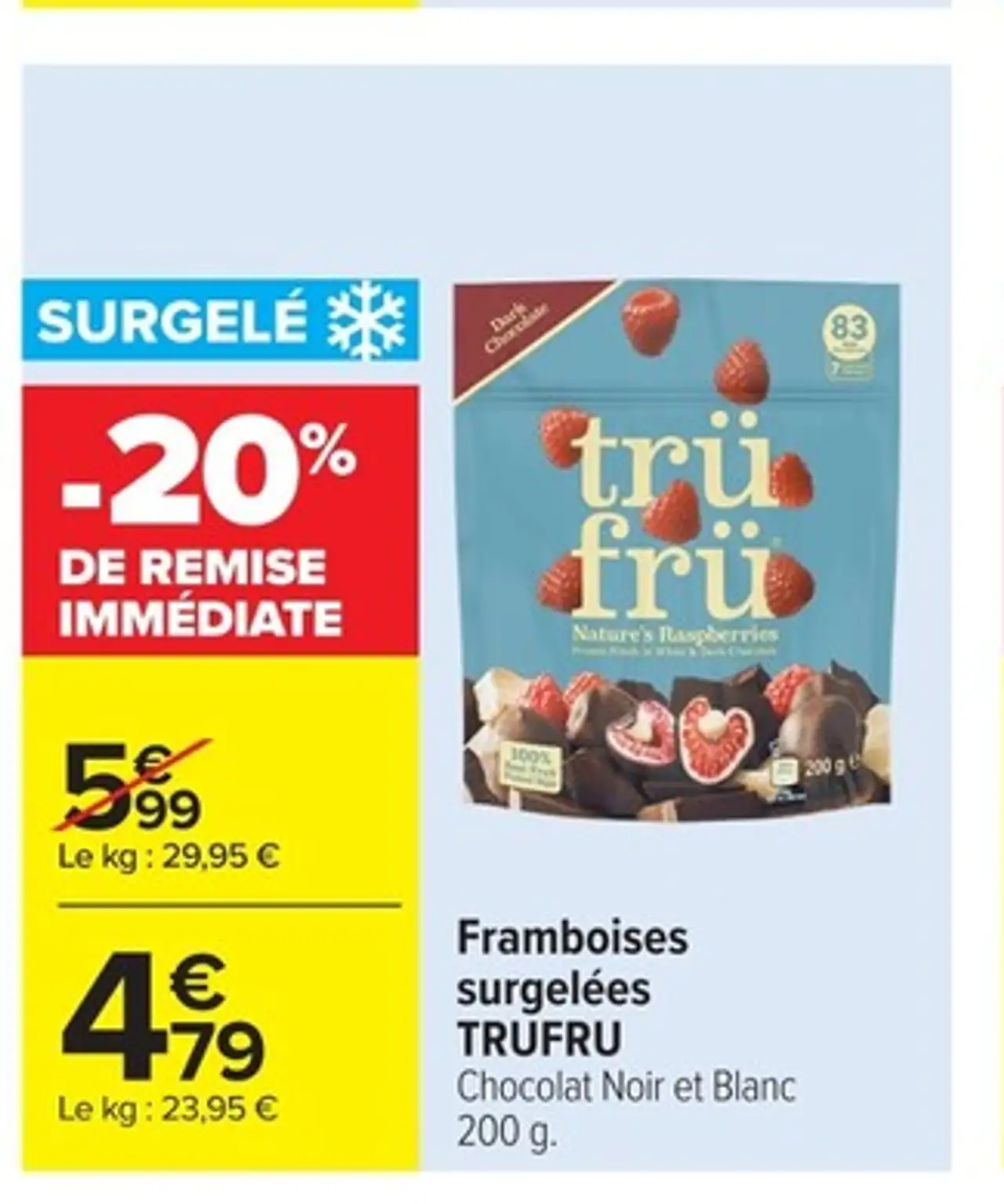 Framboises surgelées Trufru Chocolat Noir et Blanc