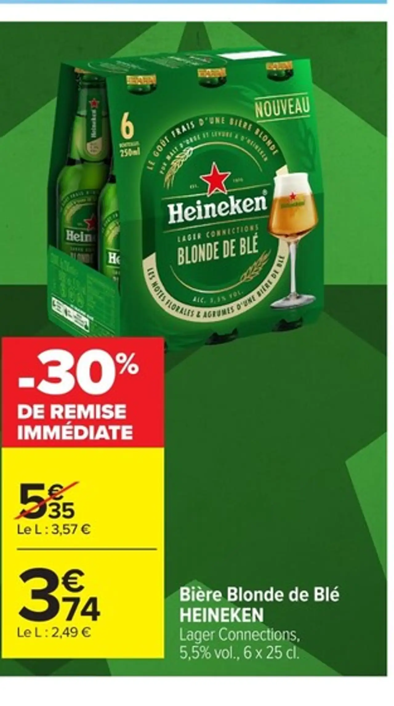 Bière Blonde de Blé HEINEKEN Lager Connections, 5,5% vol., 6 x 25 cl.