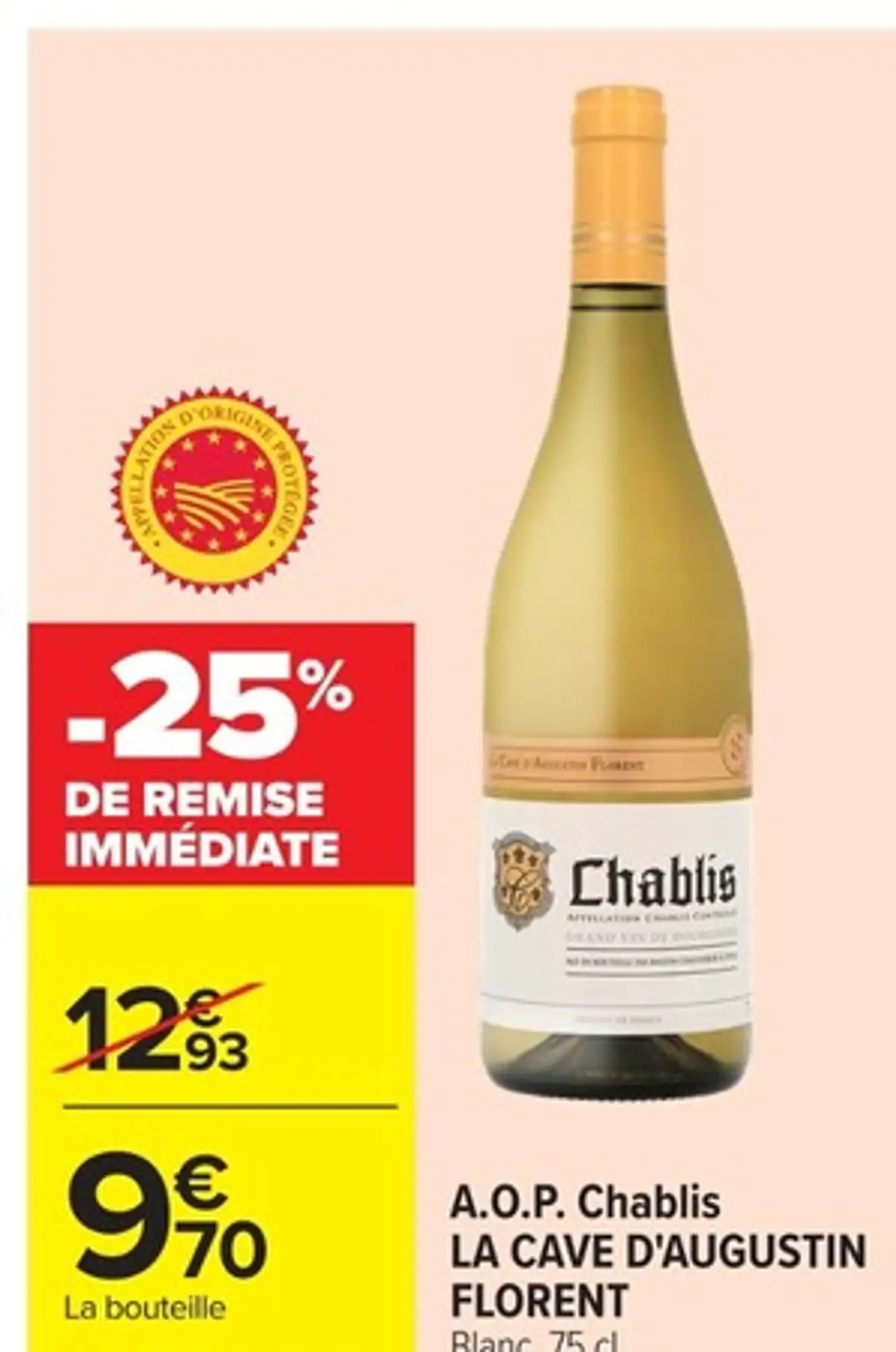 A.O.P. Chablis LA CAVE D'AUGUSTIN FLORENT Blanc, 75 cl.