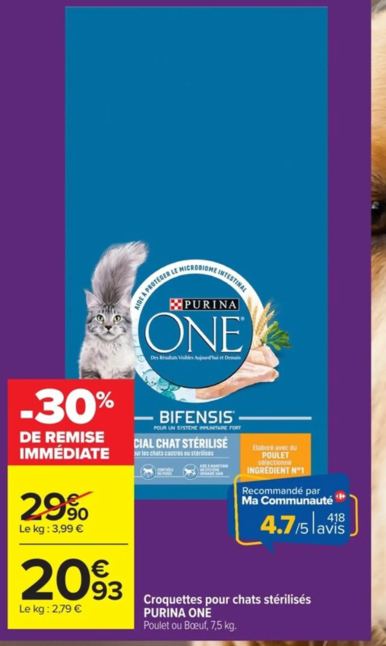 Croquettes pour chats stérilisés PURINA ONE Poulet ou Boeuf