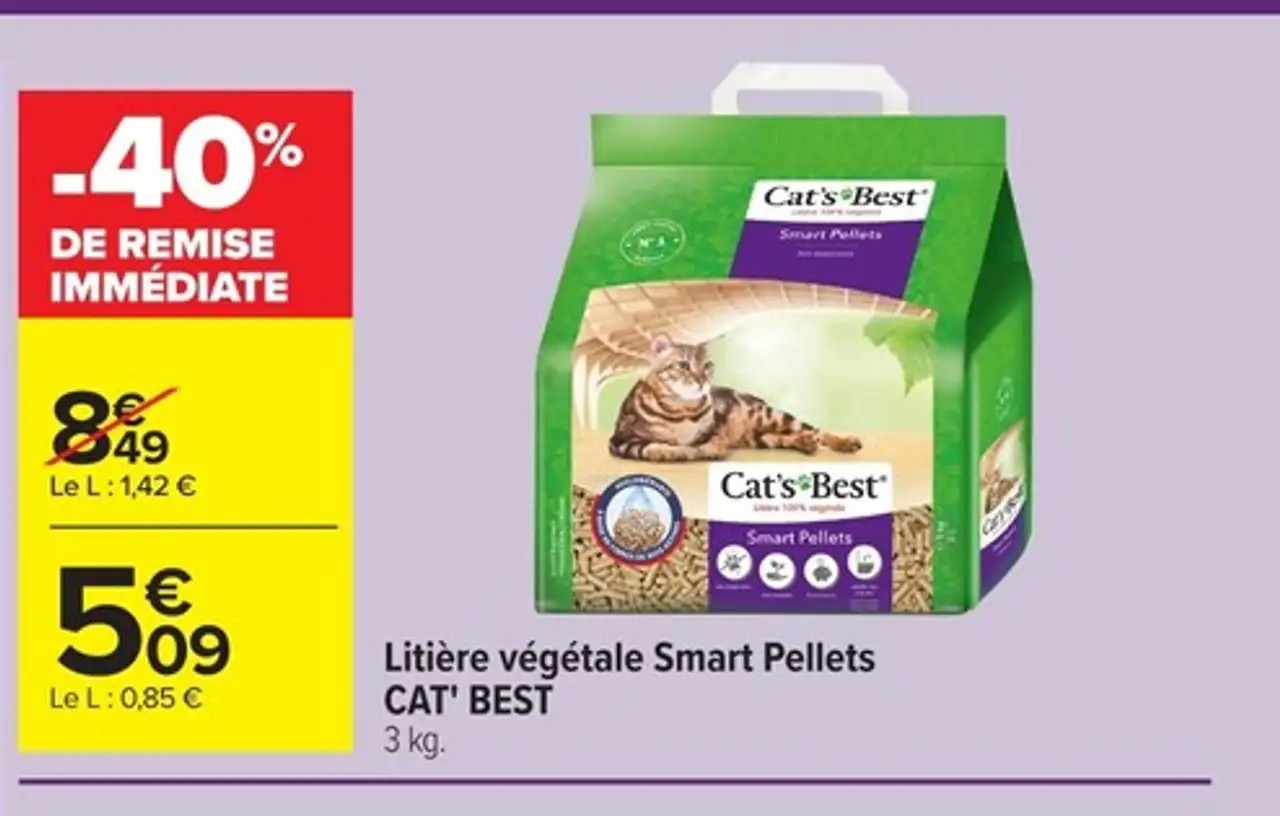 Litière végétale Smart Pellets CAT' BEST