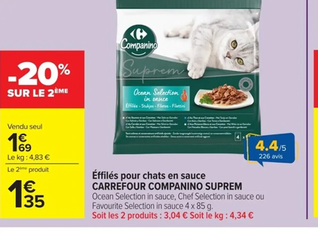 Éffilés pour chats en sauce CARREFOUR COMPANINO SUPREM