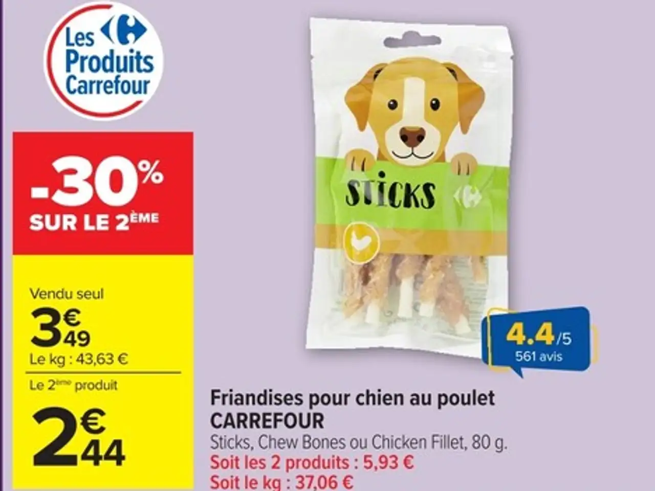 Friandises pour chien au poulet CARREFOUR