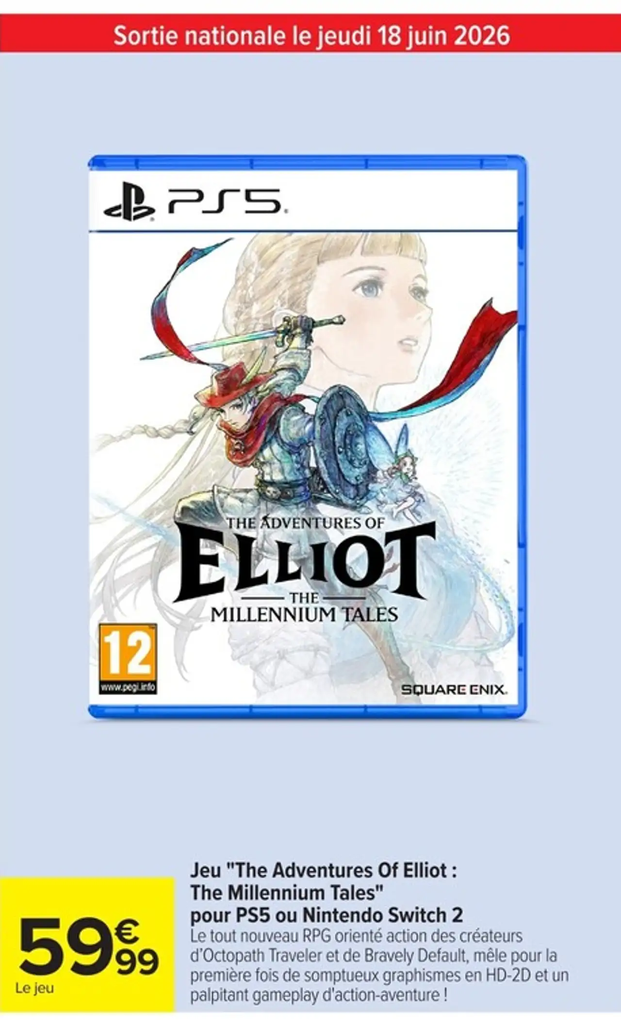 Jeu "The Adventures Of Elliot : The Millennium Tales" pour PS5 ou Nintendo Switch 2