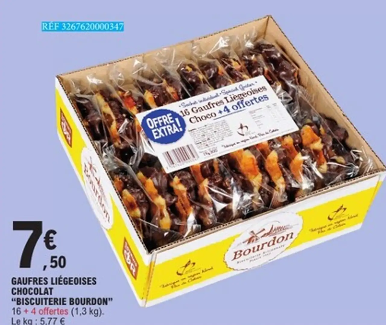 GAUFRES LIÉGEOISES CHOCOLAT "BISCUITERIE BOURDON"