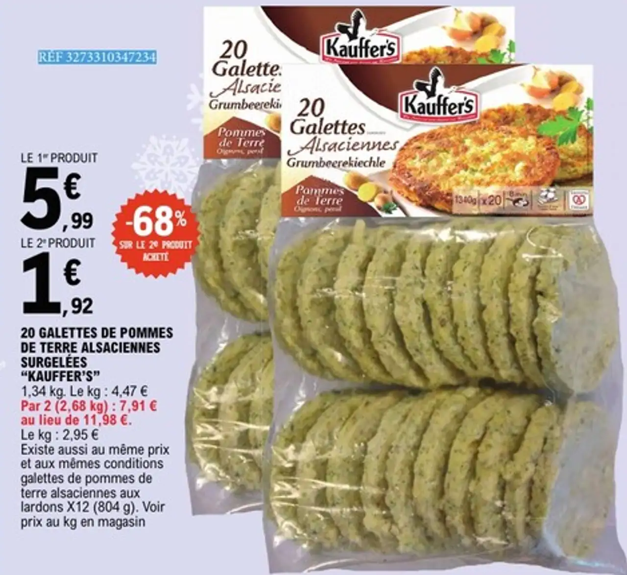 20 Galettes de pommes de terre alsaciennes surgelées Kauffer's