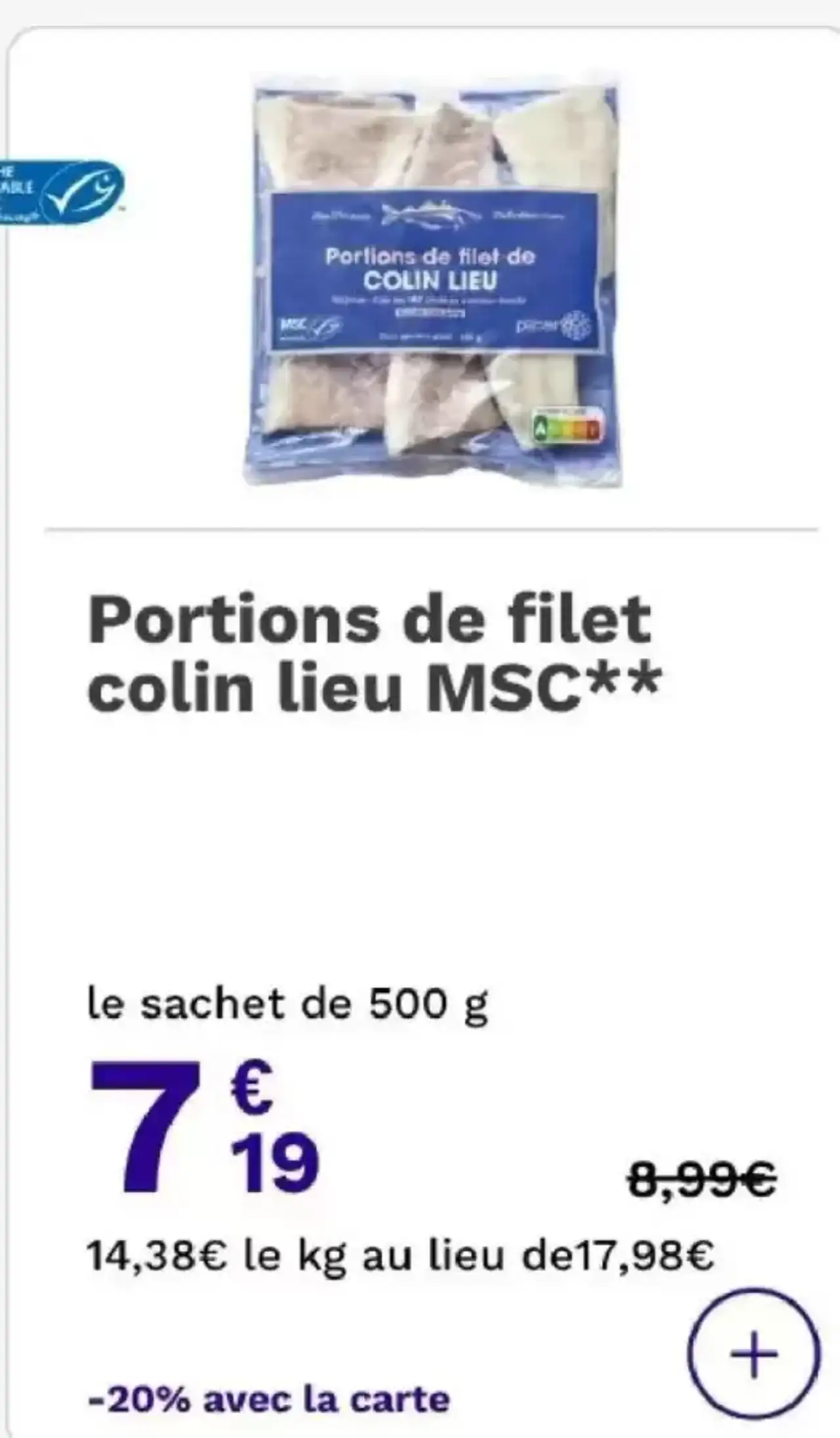 Portions de filet colin lieu MSC