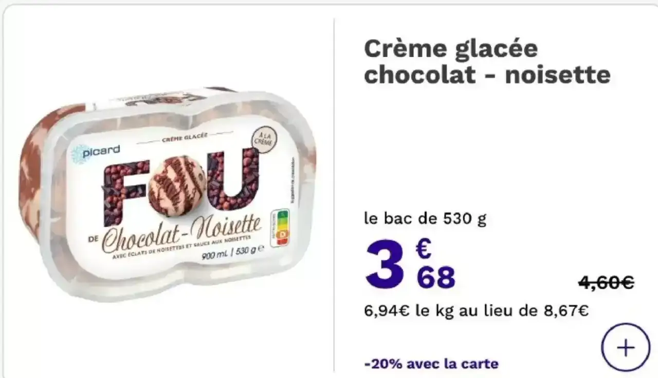 picard Crème glacée chocolat - noisette